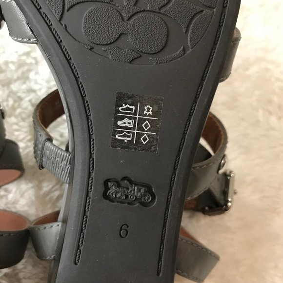 Coach Gray Strappy Sandals with Rivets Leather 6 - Picture 5 of 5